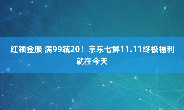 红领金服 满99减20！京东七鲜11.11终极福利就在今天
